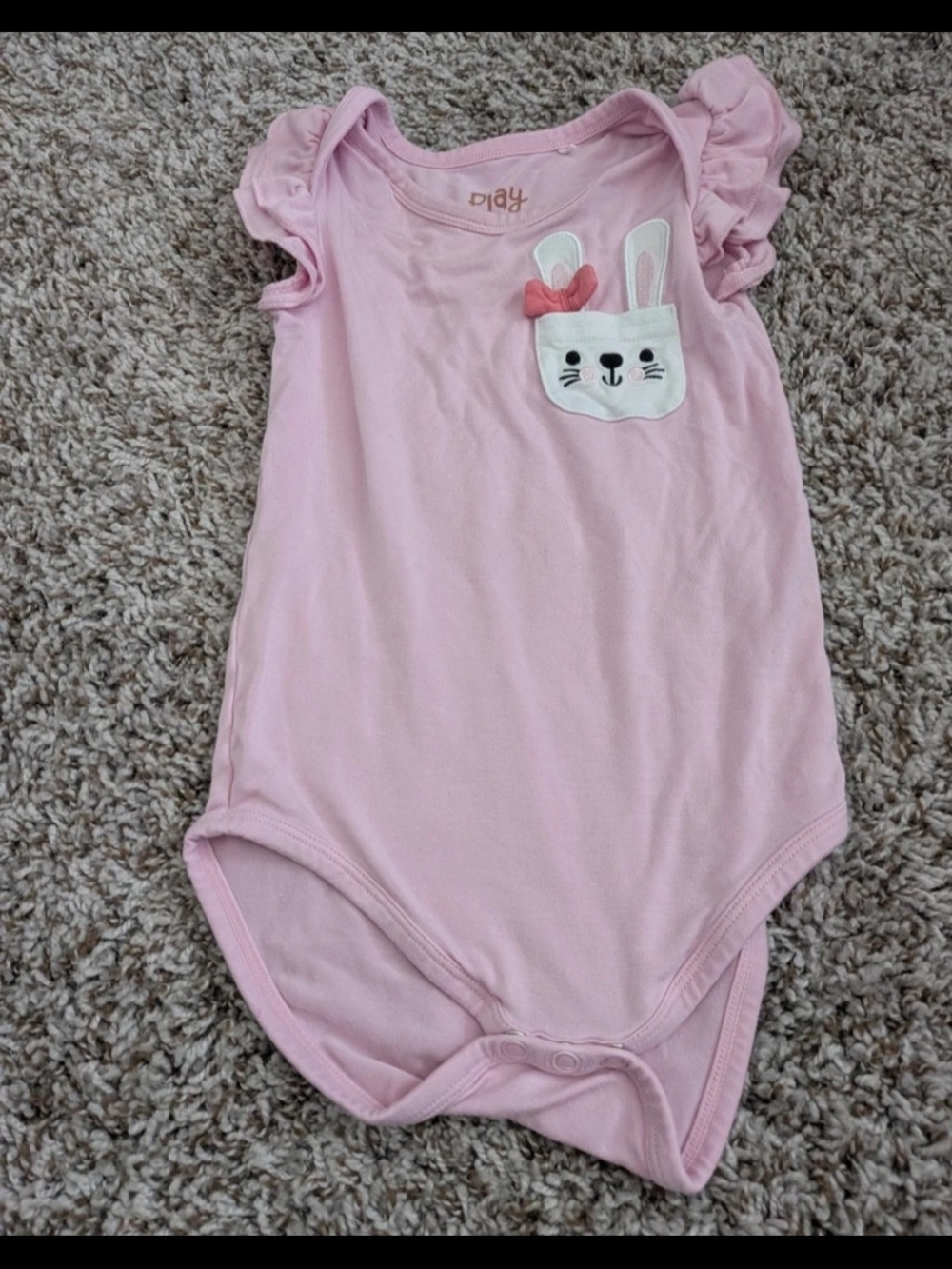 Little Sleepies Pink Bunny Pocket Ruffle Sleeve One-Piece Size 12/18 Months